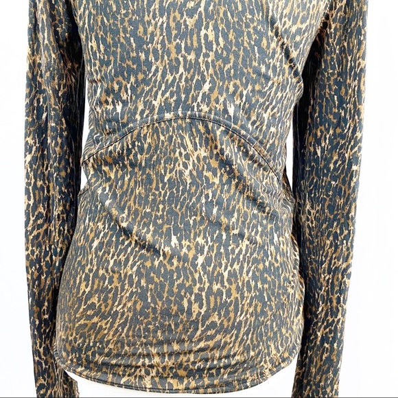Free People Animal Print Top Shirt Scoop Tie Neck - Picture 5 of 7